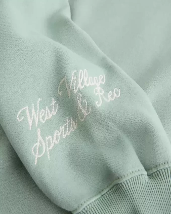 Kolay New York Grafik Yarım Fermuarlı Kesik Sweatshirt