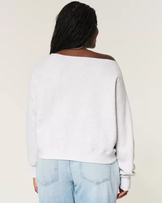 Kolay Omuzdan Askılı Rakam Grafik Sweatshirt