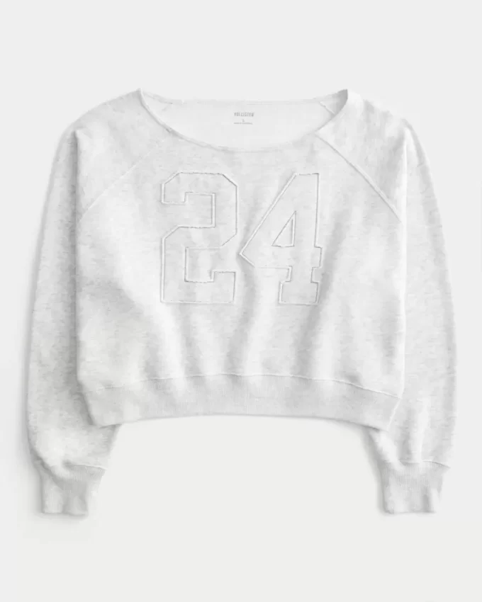 Kolay Omuzdan Askılı Rakam Grafik Sweatshirt Kolay Omuzdan Askılı Rakam Grafik Sweatshirt