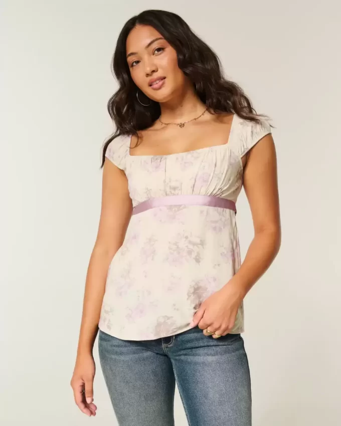 Kolay Saten Bağlamalı Babydoll Üst