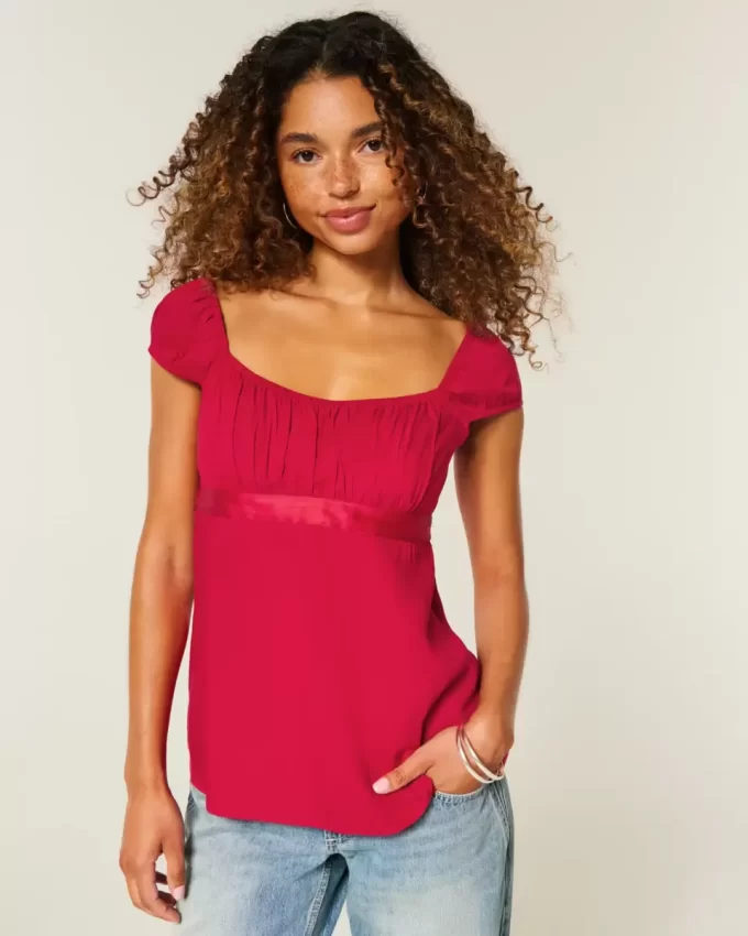 Kolay Saten Bağlamalı Babydoll Üst