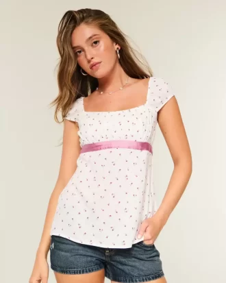 Kolay Saten Bağlamalı Babydoll Üst