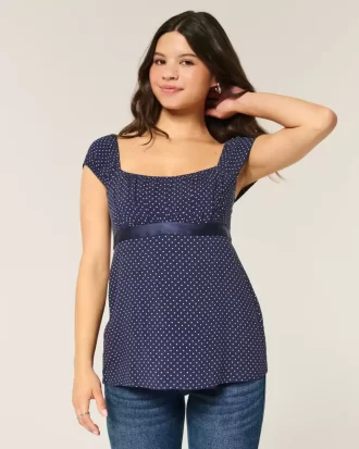 Kolay Saten Bağlamalı Babydoll Üst