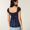 Kolay Saten Bağlamalı Babydoll Üst
