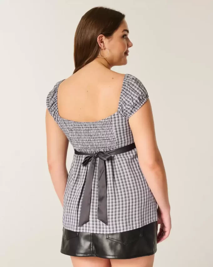 Kolay Saten Bağlamalı Babydoll Üst