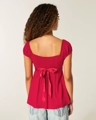Kolay Saten Bağlamalı Babydoll Üst