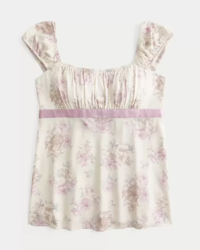 Kolay Saten Bağlamalı Babydoll Üst