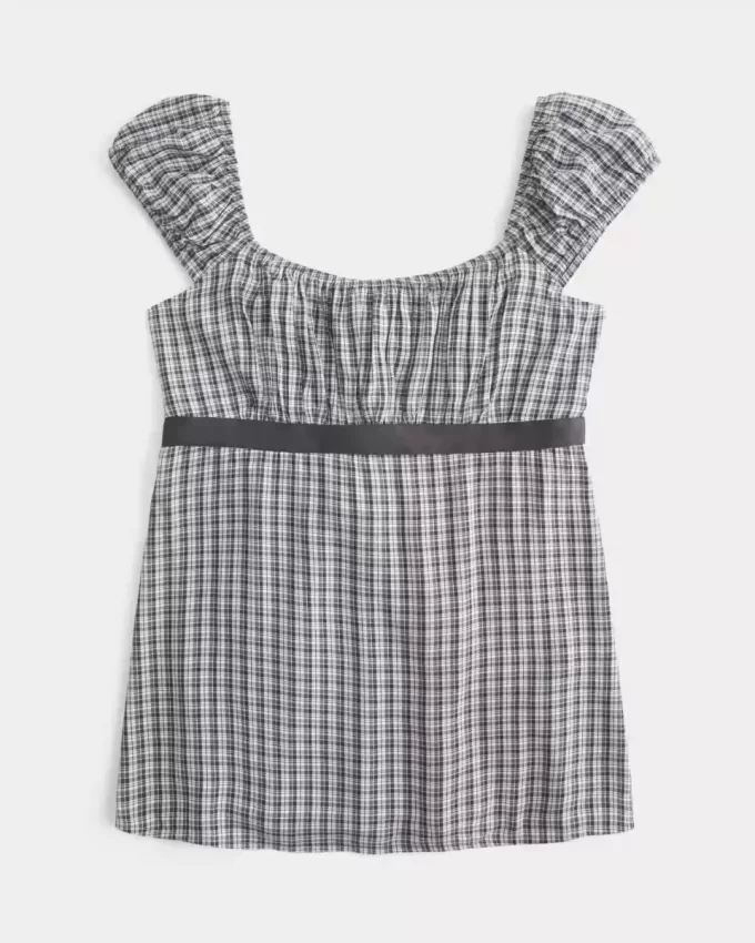 Kolay Saten Bağlamalı Babydoll Üst
