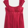Kolay Saten Bağlamalı Babydoll Üst