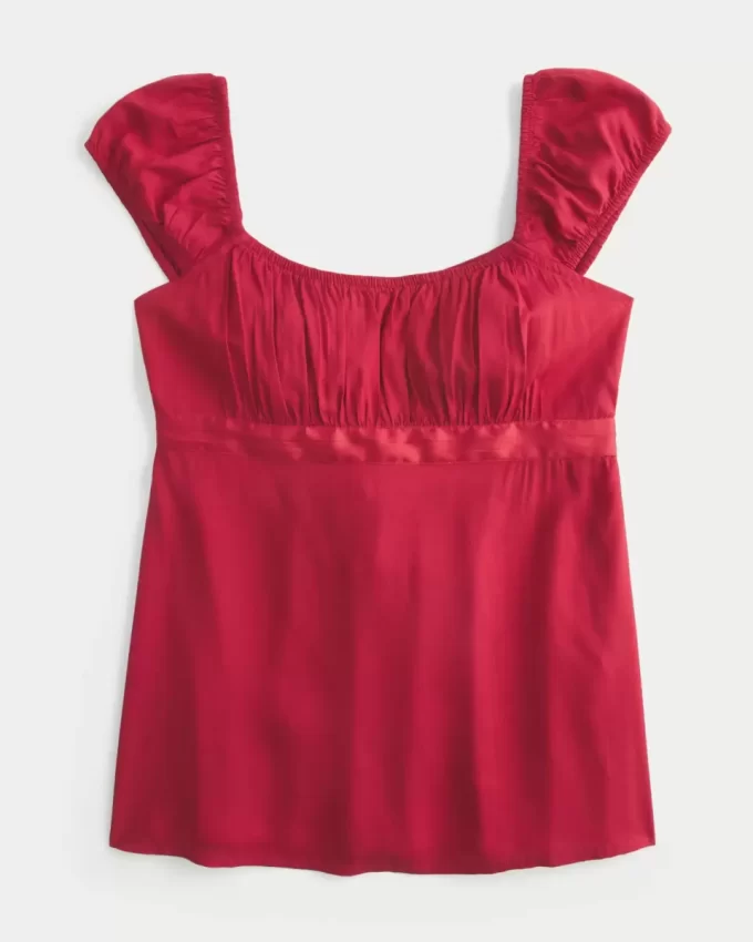 Kolay Saten Bağlamalı Babydoll Üst