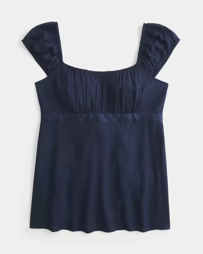 Kolay Saten Bağlamalı Babydoll Üst