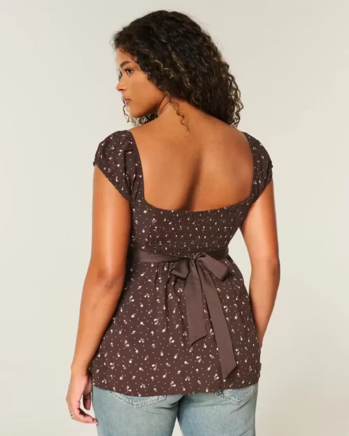 Kolay Saten Bağlamalı Babydoll Üst