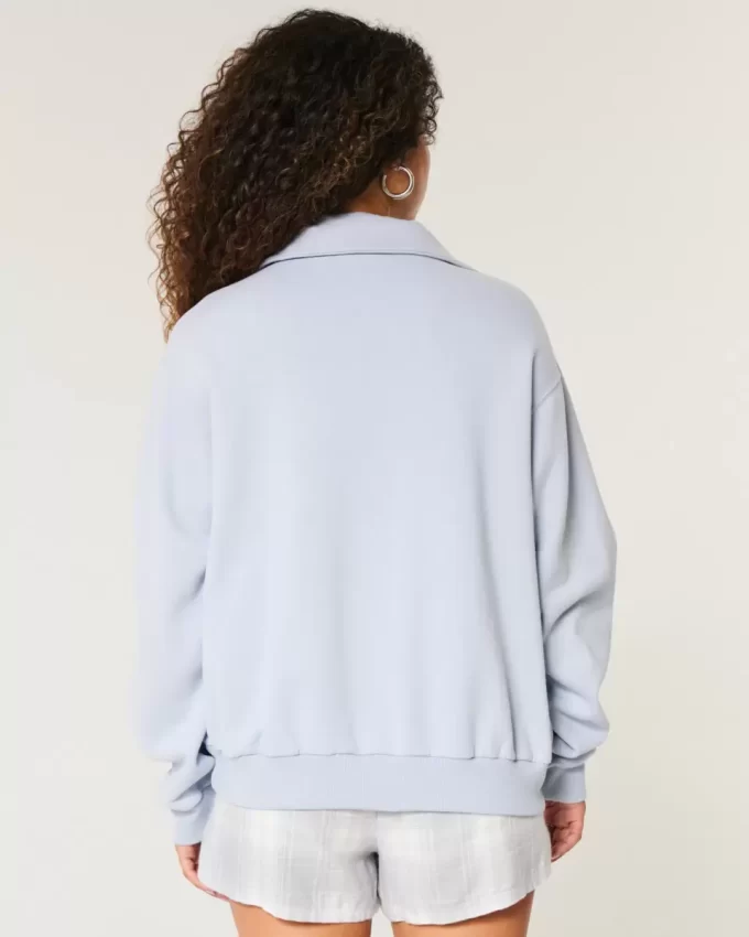 Kolay Tenis Grafikli Yarım Fermuarlı Sweatshirt