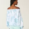 Kolay Tie-Dye Çift Omuz Açık Sweatshirt