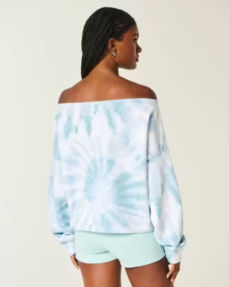 Kolay Tie-Dye Çift Omuz Açık Sweatshirt
