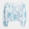 Kolay Tie-Dye Çift Omuz Açık Sweatshirt