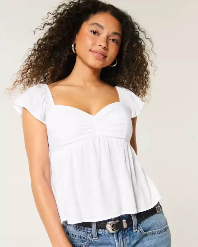 Kolay Uçuşan Kollu Babydoll Üst