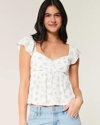 Kolay Uçuşan Kollu Babydoll Üst