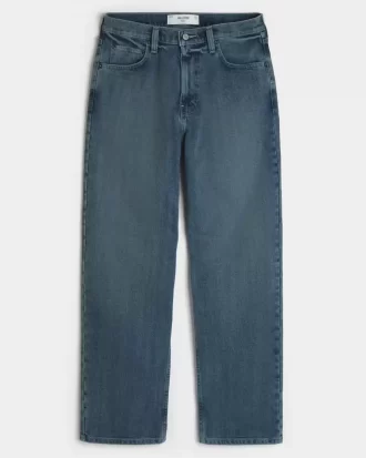 Koyu Yıkama Bol Paça Kot Pantolon