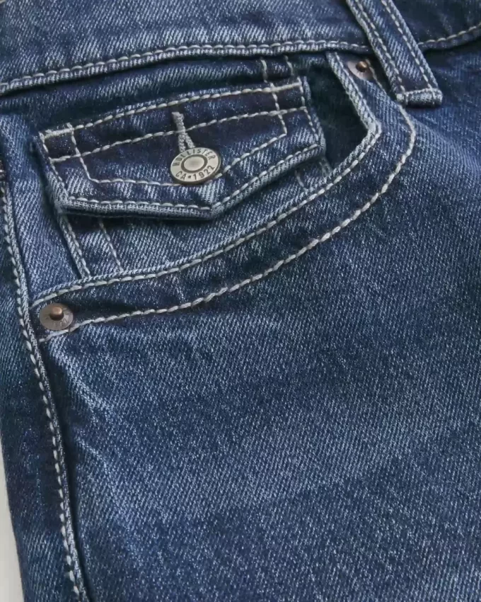 Koyu Yıkama Bol Paça Kot Pantolon