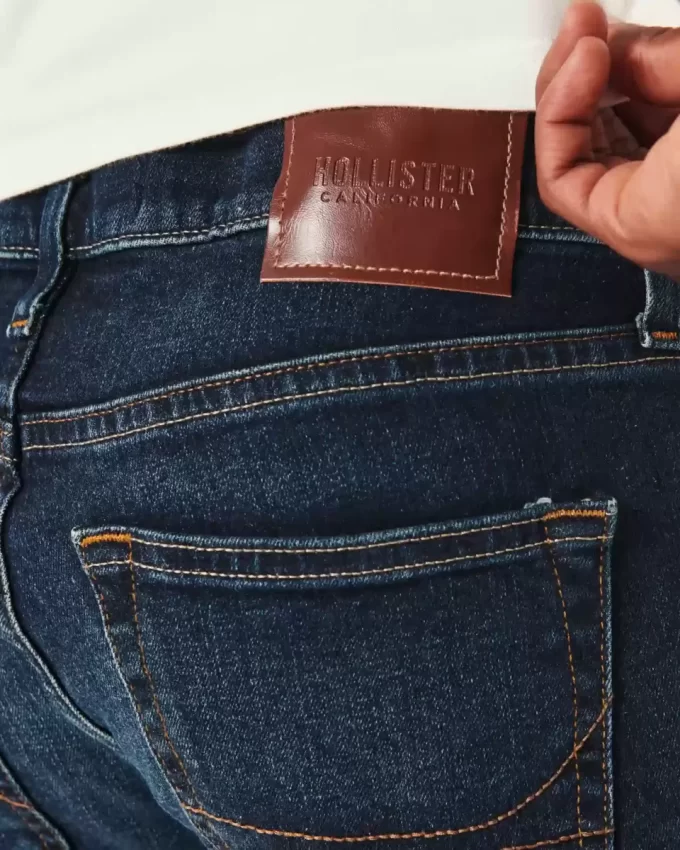 Koyu Yıkama İnce Düz Kot Pantolon