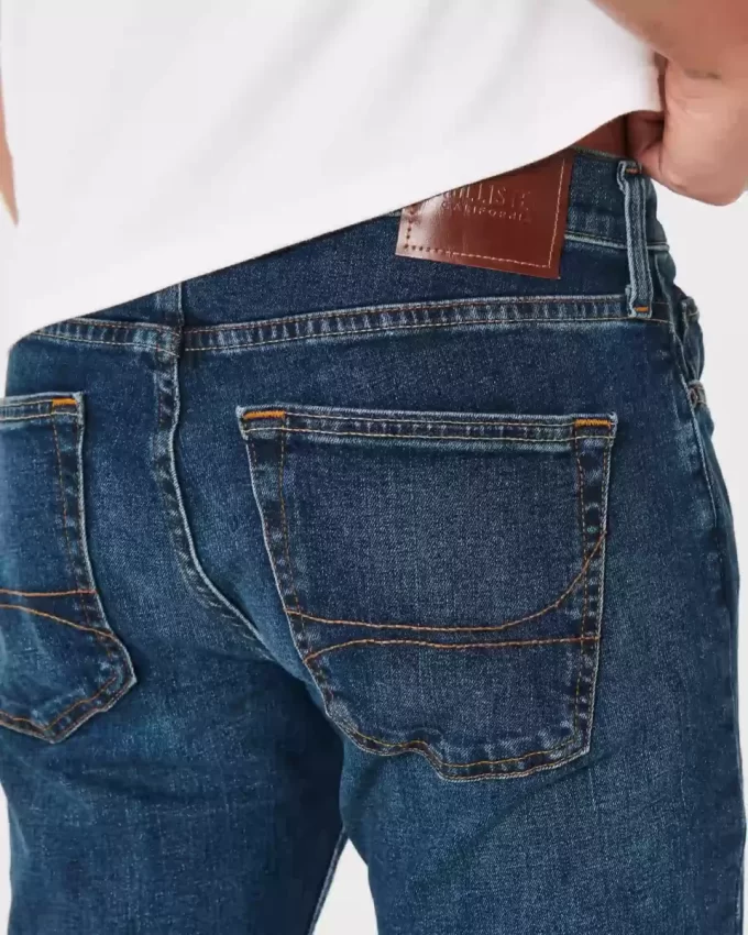 Koyu Yıkama İnce Düz Kot Pantolon