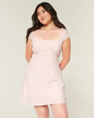 Krep Saten Bantlı Mini Elbise