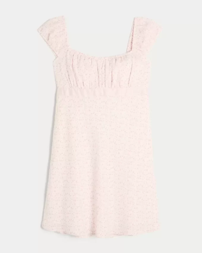 Krep Saten Bantlı Mini Elbise