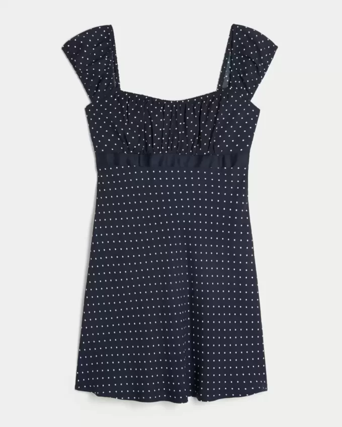 Krep Saten Bantlı Mini Elbise