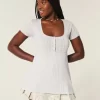 Kısa Kollu Henley Babydoll Üstü Kısa Kollu Henley Babydoll Üstü