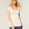 Kısa Kollu Henley Babydoll Üstü Kısa Kollu Henley Babydoll Üstü