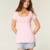 Kısa Kollu Henley Babydoll Üstü Kısa Kollu Henley Babydoll Üstü