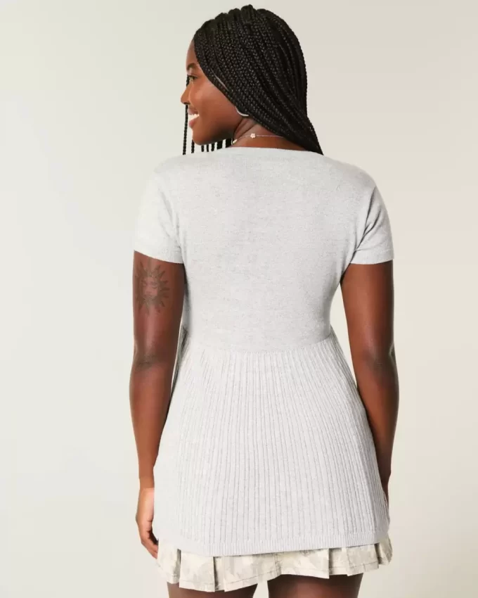 Kısa Kollu Henley Babydoll Üstü Kısa Kollu Henley Babydoll Üstü