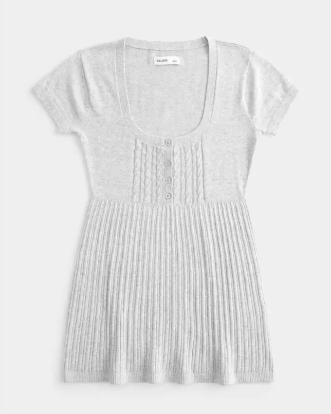 Kısa Kollu Henley Babydoll Üstü Kısa Kollu Henley Babydoll Üstü
