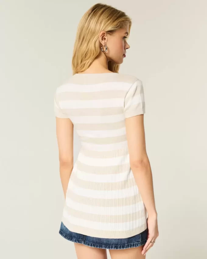 Kısa Kollu Henley Babydoll Üstü Kısa Kollu Henley Babydoll Üstü