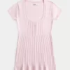Kısa Kollu Henley Babydoll Üstü Kısa Kollu Henley Babydoll Üstü