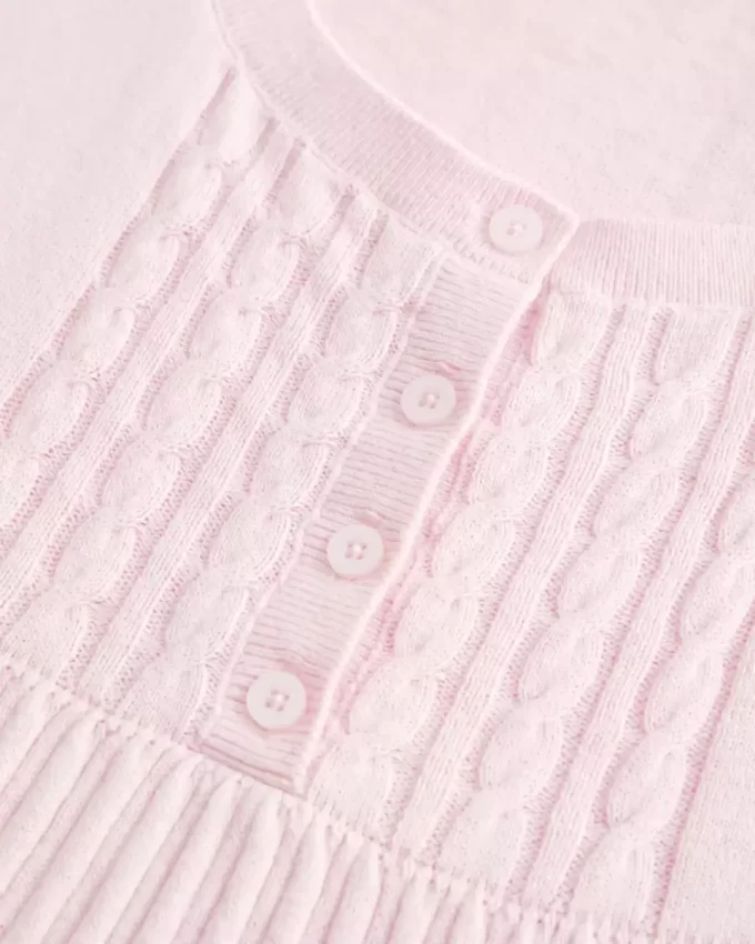 Kısa Kollu Henley Babydoll Üstü Kısa Kollu Henley Babydoll Üstü