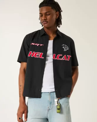 Kutu Gibi Kısa Kollu Dodge Hellcat Grafik Gömlek
