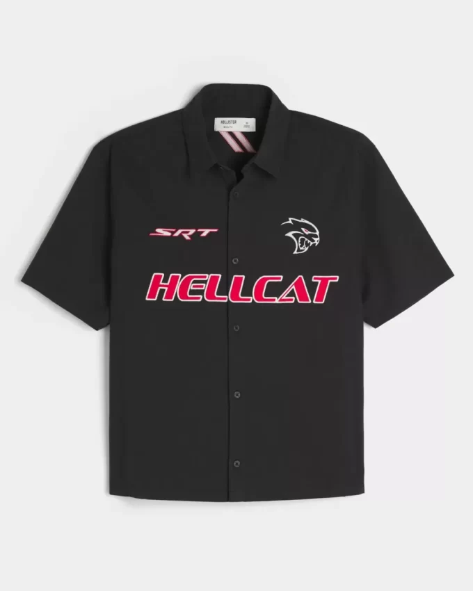 Kutu Gibi Kısa Kollu Dodge Hellcat Grafik Gömlek