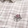 Kutu Gibi Kısa Kollu Mantar Desenli Grafik Gömlek