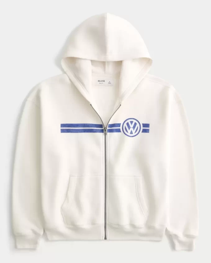 Kutu Gibi Volkswagen Yarış Grafikli Fermuarlı Kapüşonlu Üst