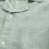 Kutu Keten Karışımlı Kısa Kollu Dokulu Gömlek