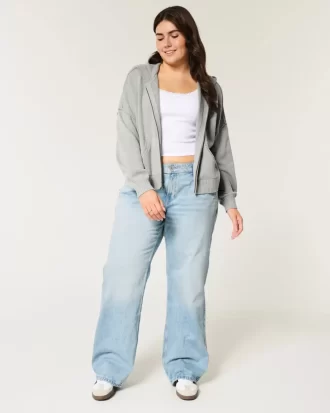 Kutulu Fermuarlı Kapüşonlu Sweatshirt