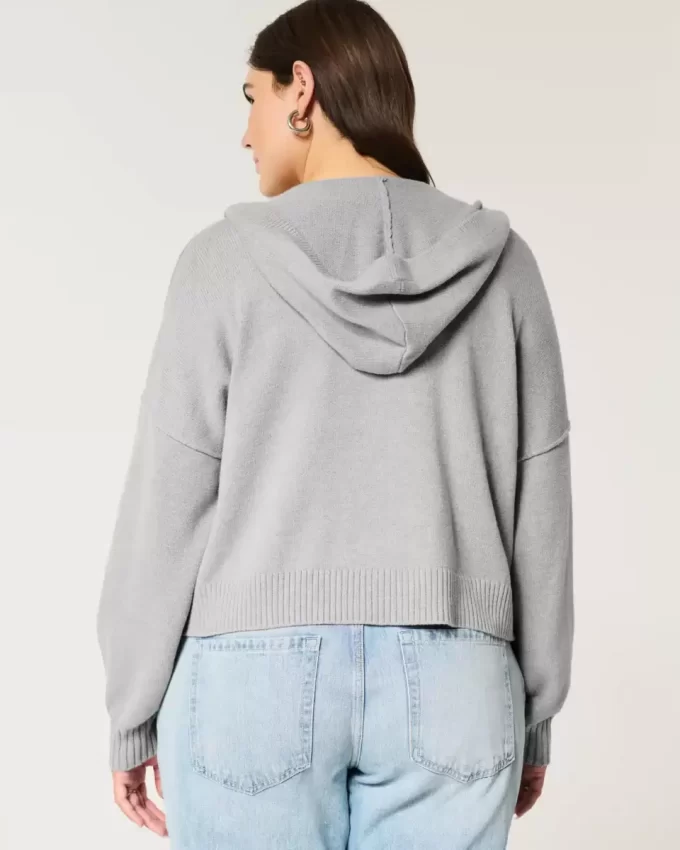 Kutulu Fermuarlı Kapüşonlu Sweatshirt Kutulu Fermuarlı Kapüşonlu Sweatshirt