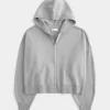 Kutulu Fermuarlı Kapüşonlu Sweatshirt Kutulu Fermuarlı Kapüşonlu Sweatshirt