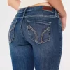 Kıvrımlı Düşük Bel Koyu Yıkama Süper Dar Kot Pantolon