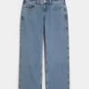 Kıvrımlı Düşük Bel Orta Boy Bol Paça Kot Pantolon
