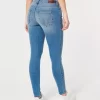 Kıvrımlı Düşük Bel Orta Yıkama Süper Dar Kot Pantolon