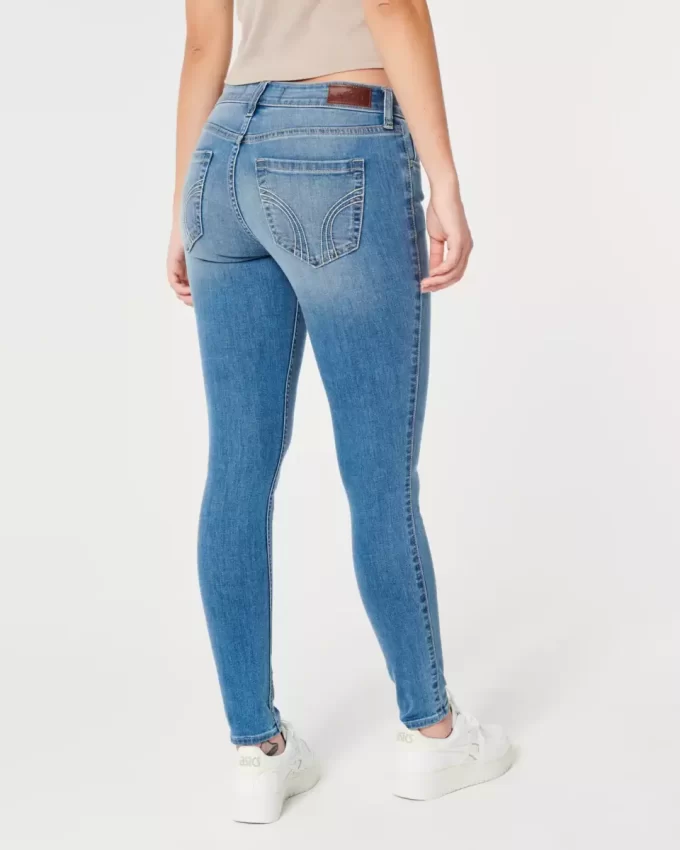 Kıvrımlı Düşük Bel Orta Yıkama Süper Dar Kot Pantolon