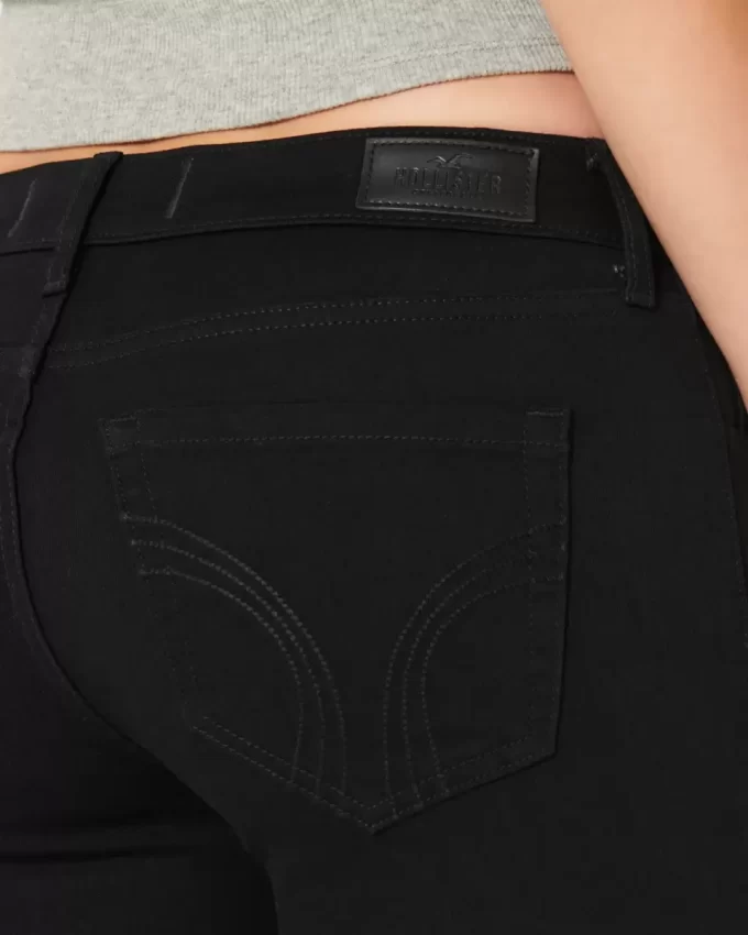 Kıvrımlı Düşük Bel Siyah Süper Dar Kot Pantolon